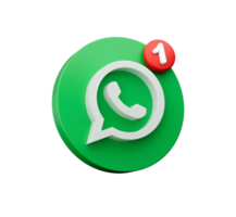 3d WhatsApp notification one new email message in the inbox concept 3d illustration png