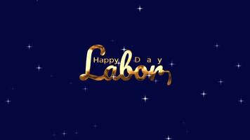labor day background with elegant gold motion animate labor day text in dark blue background and blink star effect. ideal for opener labor day's project, greeting or overlay or banner project video