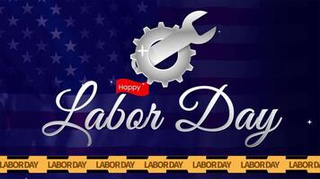 labor day greeting background with dark blue background, motion flag american, and motion tools labor. suitable for opener labor day's project or elegant project like government video
