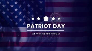 patriot day background with simple text animation and firework and flag flying american. suitable for opener or overlay project with a patriot day theme. video