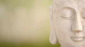 Close-Up of Serene Buddha Statue with Against Soft Gradient Background photo