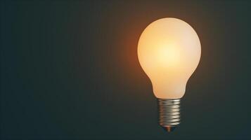 Glowing Light Bulb on Dark Background, Minimalist Design, Conceptual Image, Energy Efficiency, Illumination Idea, Copy Space for Text, Business Innovation photo
