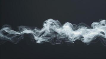 Abstract Image of Swirling White Smoke Patterns Against Dark Black Background Reflecting Ethereal Movement and Minimalistic Design Perfect for Meditation, Relaxation Zen Concepts and Artistic Projects photo