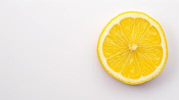 Fresh Lemon Slice on Clean White Background with Textured Surface Perfect for Food and Beverage Design, Citrus Theme, and Health-Related Concepts in High-Quality Stock Photography photo