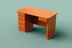 Simple wooden desk with drawers on a plain background photo