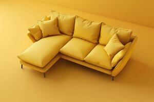 Bright yellow sectional sofa in a minimalist interior setting photo