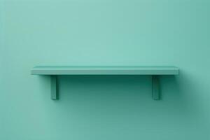 Minimalist mint green shelf mounted on a plain wall photo