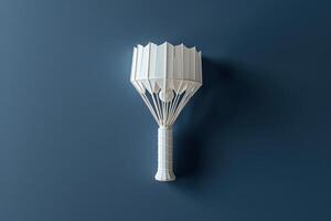 Modern white wall lamp resembling a parachute on a blue background photo