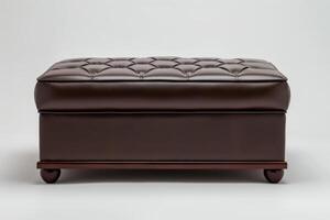 Elegant brown tufted ottoman on display against a neutral background photo
