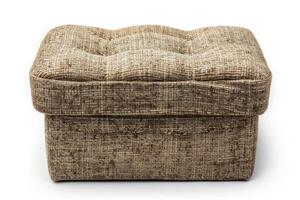 Brown upholstered storage ottoman with tufted top for living room or bedroom decor photo