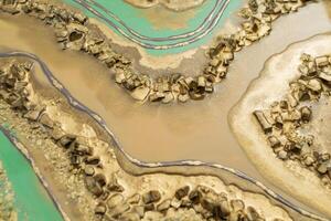 Artwork abstract with golden colors and glass. Epoxy background photo