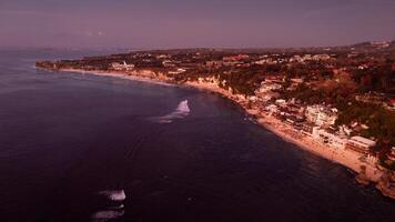 Coastline landscape of Bingin beach in the twilight evening photo
