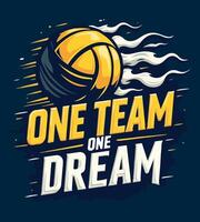 a tshirt design for one team is written on a blue background vector