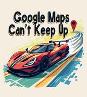 a tshirt design for google maps shows a car with a red arrow pointing to the right vector
