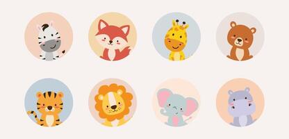 Set of cute animals isolated on white background vector