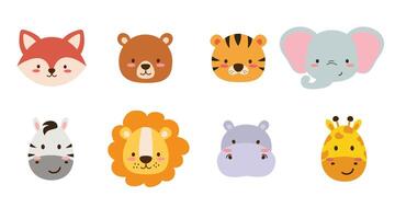 Set of cute animals isolated on white background vector