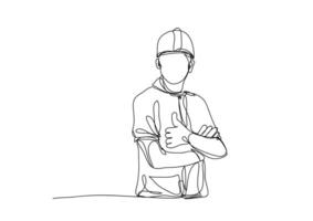 line construction, Civil engineer, Continuous one line drawing , Architects and worker vector