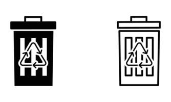 Garbage bin with recycle symbol icon vector