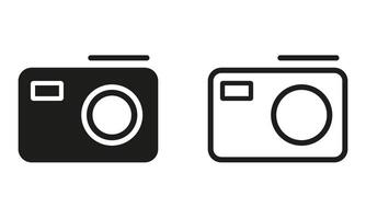 Camera icon in outline and glyph style vector