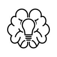 lightbulb with brain icon vector