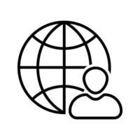 Globe with person icon vector