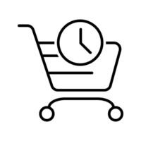 shopping cart with clock timer icon vector