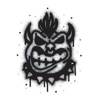 Spray Painted Graffiti Angry Monster Sprayed isolated on white background. graffiti angry Monster symbol with overspray in black on white. vector