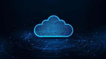 Futuristic cloud computing storage technology concept. Big data network on dark blue background. vector