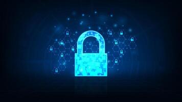 Cyber security concept. Lock symbol technology security network and data security protection on blue background. vector