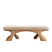 A Modern Wooden Bench with a Cushioned Seat Designed for Comfort and Style png