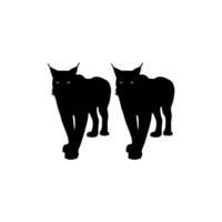 Pair of the Caracal Cat Silhouette, flat style, can use for Art Illustration, Logo Gram, Pictogram, Website or Graphic Design Element vector