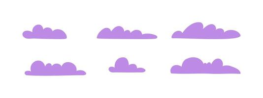 Set with clouds in flat style. Hand drawn illustration. vector