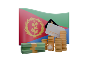 3D render illustration of Eritrea flag and currency called Nakfa png
