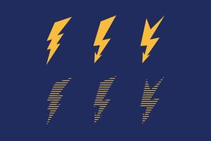 Lightning bolt lighting with yellow color set vector
