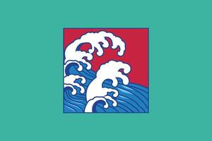 Wave symbols with red and blue combination color vector