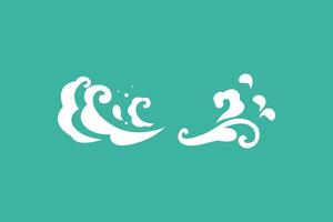 wave symbols splash with color green background vector