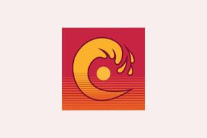 Wave symbols with red color background vector