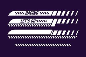 Racing stripe lets go white color set vector