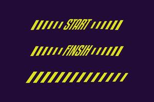 Racing stripe speed start finish set vector