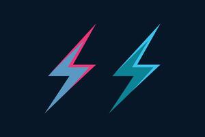 Thunder lightning flash storm bolt set with navy background vector
