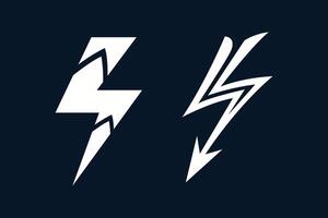 Thunder storm lightning bolt set on black background vector
