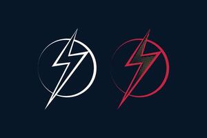 Thunder storm bolt set with red and white color halftone vector