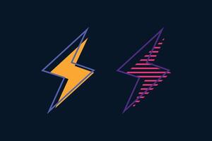 Thunder lightning flash bolt storm with yellow and red color set vector