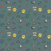 Crypto Trading with Bullish and Bearish Candlestick Charts signs creative seamless pattern vector