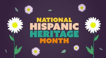 Hispanic heritage month. Abstract floral ornament background design, retro style with text vector