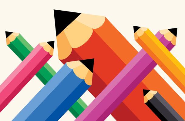 Background With Various Colorful Pencils