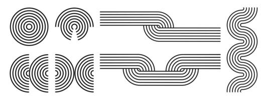 Boho zen style arch set. Minimal boho arch. Simple rainbow lines. abstract shape, contour arc. vector