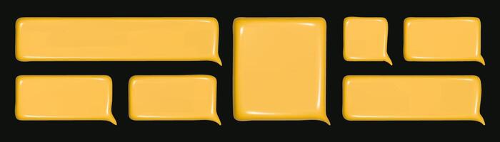 Set of 3D Speech bubbles yellow colors. Modern Realistic 3d design of Chat dialogue bubble text. vector