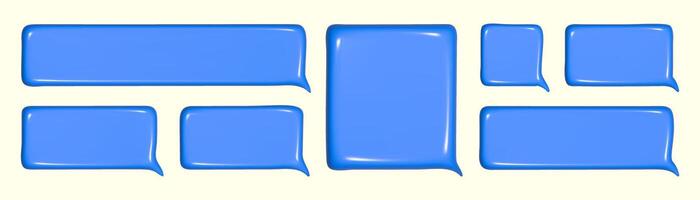Set of 3D Speech bubbles blue colors. Modern Realistic 3d design of Chat dialogue bubble text. vector