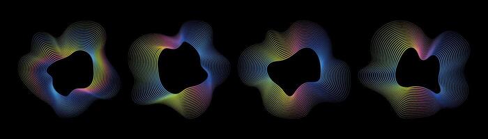 Dynamic abstract shapes in neon colors. Modern design of liquid abstract shapes from lines with a smooth neon gradient. vector